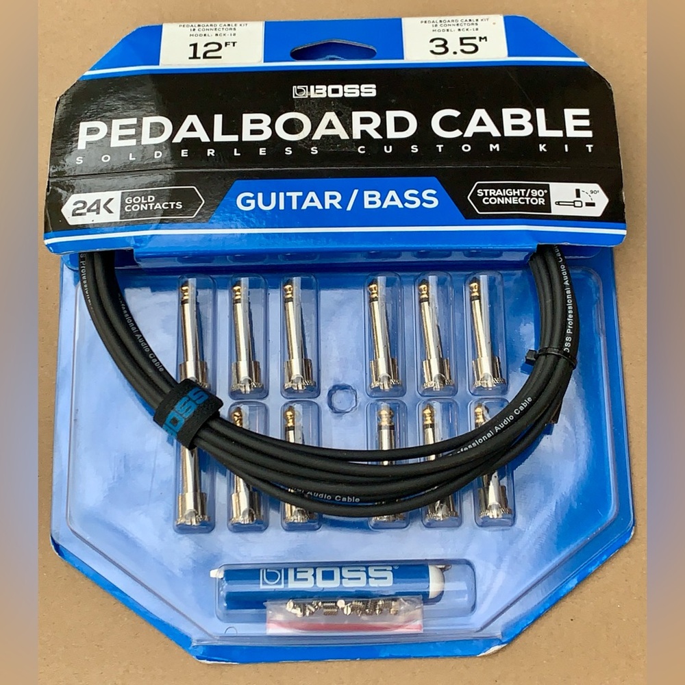 BOSS BCK-12 Solderless 12’ 3.5 M 12 Adapter Pedalboard Cable Kit Brand New